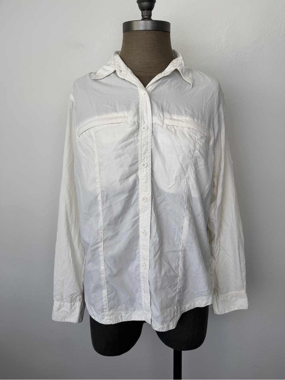 Columbia GRT Size M White Ripstop Vented Outdoor Hiking Shirt